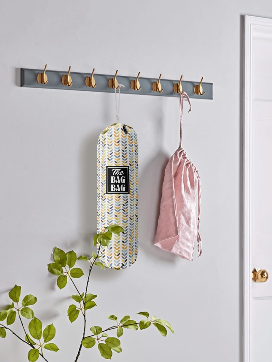 E-1 Leafage Grocery Bag Holder & Organizer - Wall Mount Plastic Bags Storage Container Dispenser - Kitchen Gifts For Women, Family & Friends
