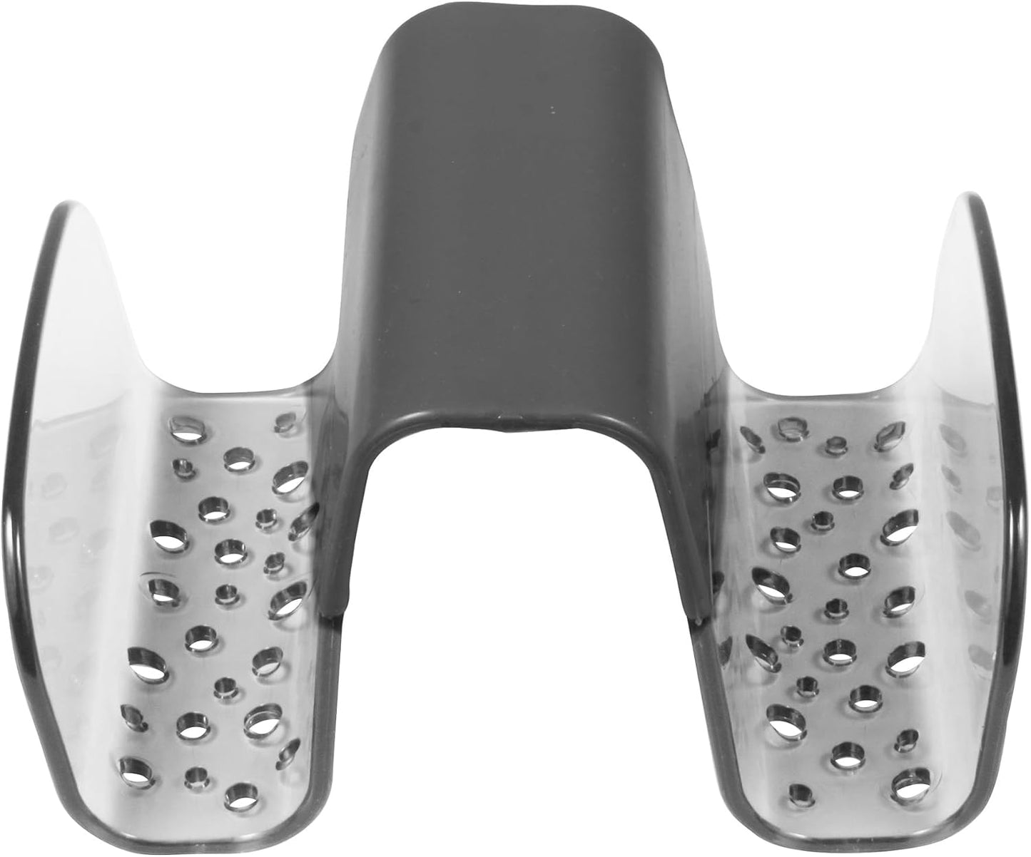 Spectrum Sink Saddle for Kitchen Sink Gray Slate Tint Sponge and Brush Holder Organizer, Dish Brush and Sponges Plastic Saddle Caddy for Double Sink Storage with Drain Holes for Quick Drying