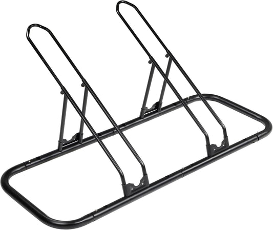 CyclingDeal Bicycle Floor Parking Rack Stand - for Mountain MTB Road Bike - Indoor Home Garage Storage - Adjustable 2 Bikes