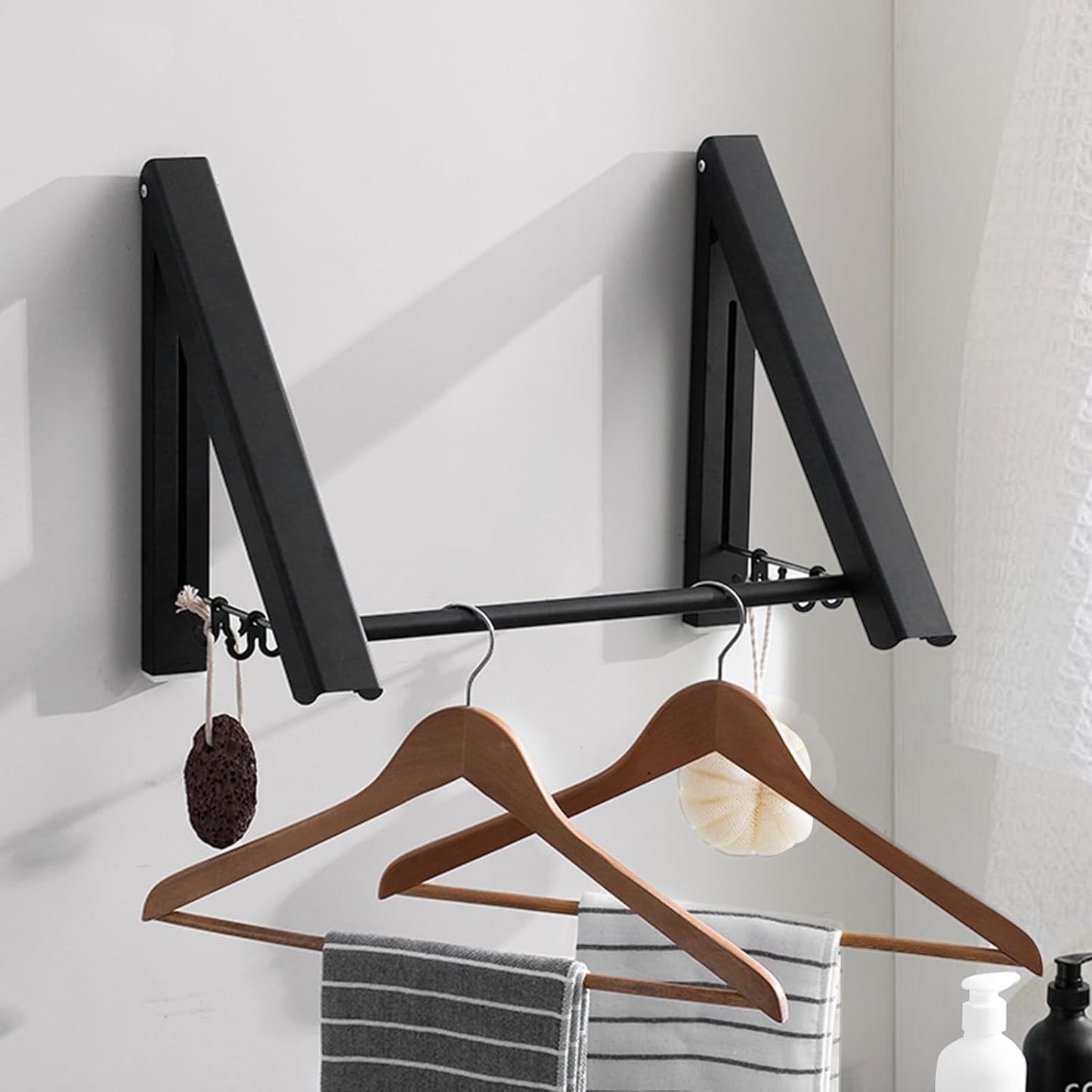 Retractable Clothes Drying Rack with 31 in Rod,Space Saver Wall-Mounted Retractable & Foldable Clothes Hanger for Laundry Room,Bedroom,Closet Storage Organization (2pcs, Black)