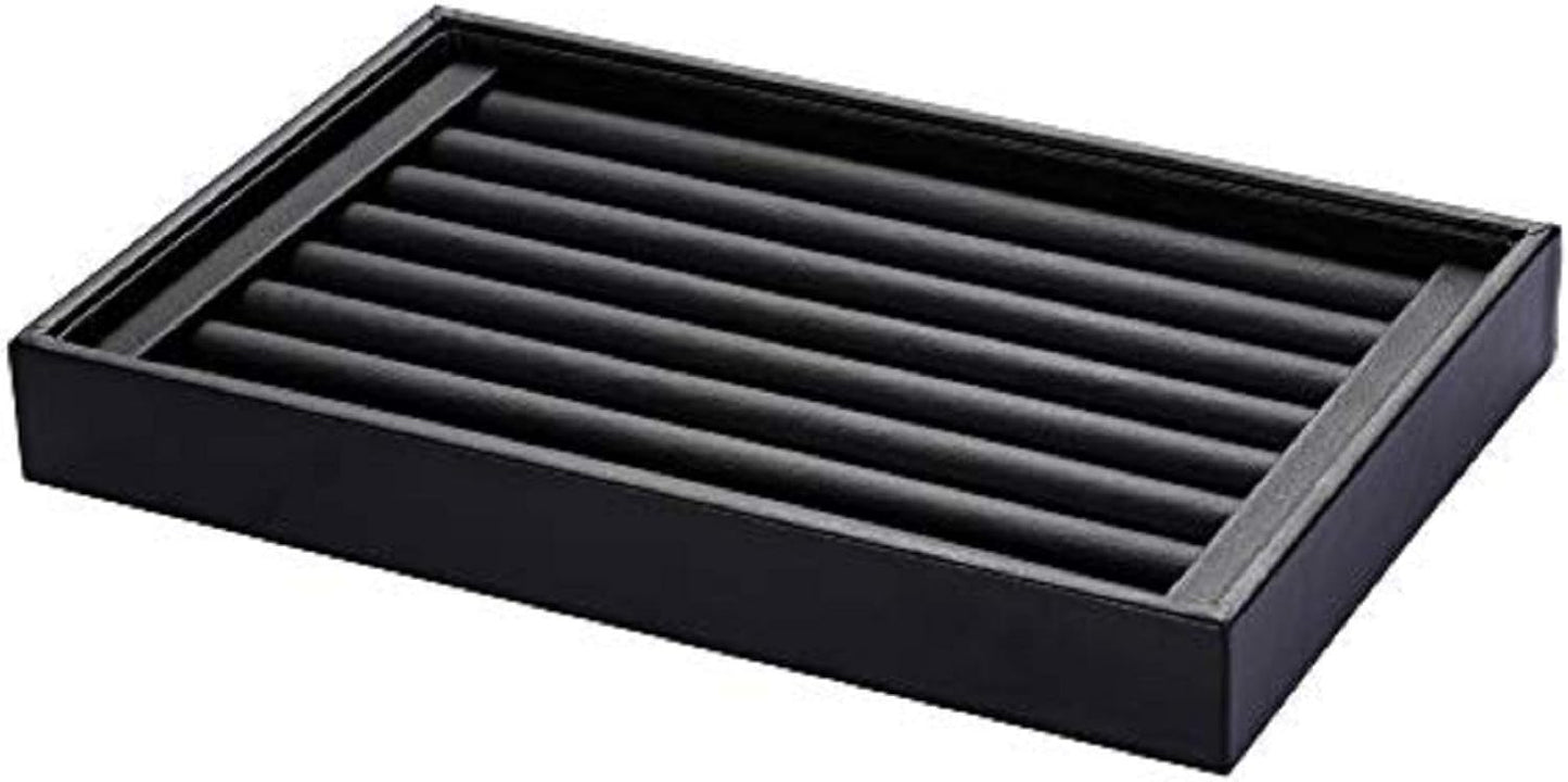 Velvet 7 Slots Ring Earrings Trays Showcase Display Jewelry Organizer (PU Leather)