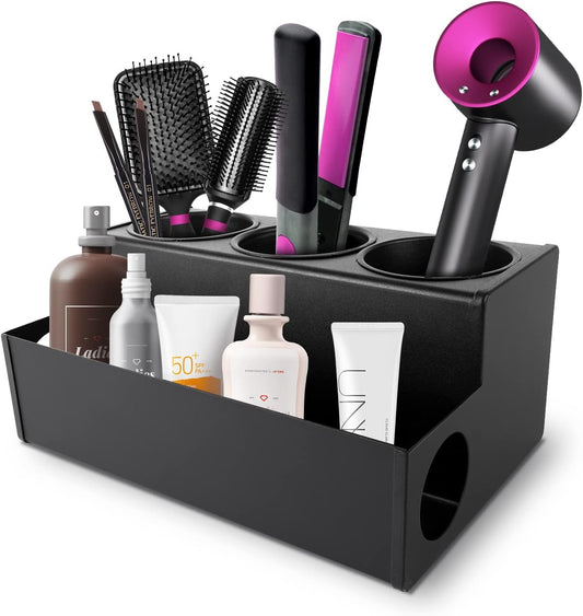 Hair Tool Holder Stainless: Wall Mounted Organizer for Bathroom & Salon - Heat Resistant Tool Storage for Homemakers & Stylists - Large Capacity Modern Black Design