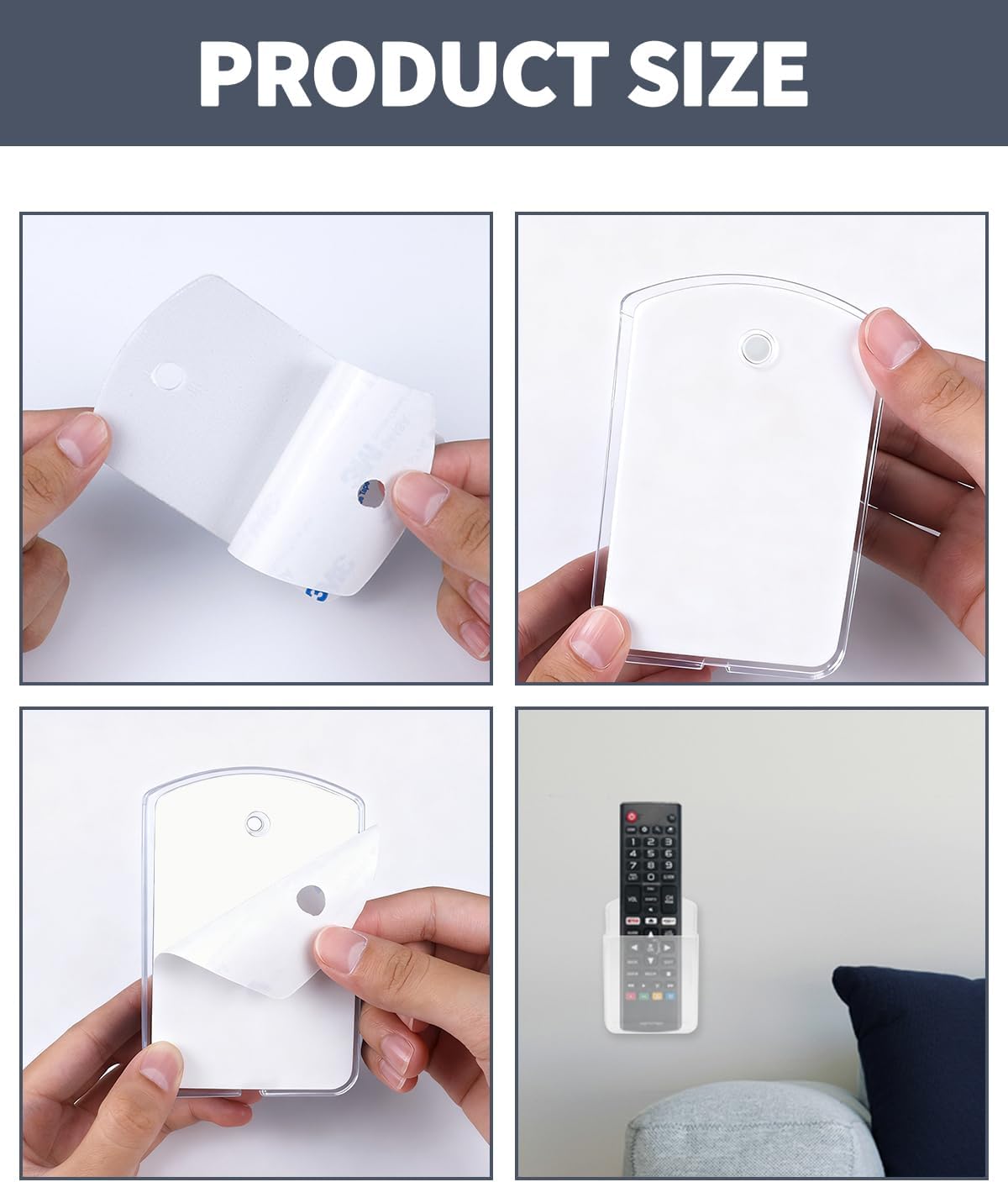 6 PCS Remote Control Holders Wall Mount, Self Adhesive TV Air Conditioner Remote Control Holder, Wall Mount Storage Box Organizer Wall Pen Holder Storage for Home Office School (Transparent)