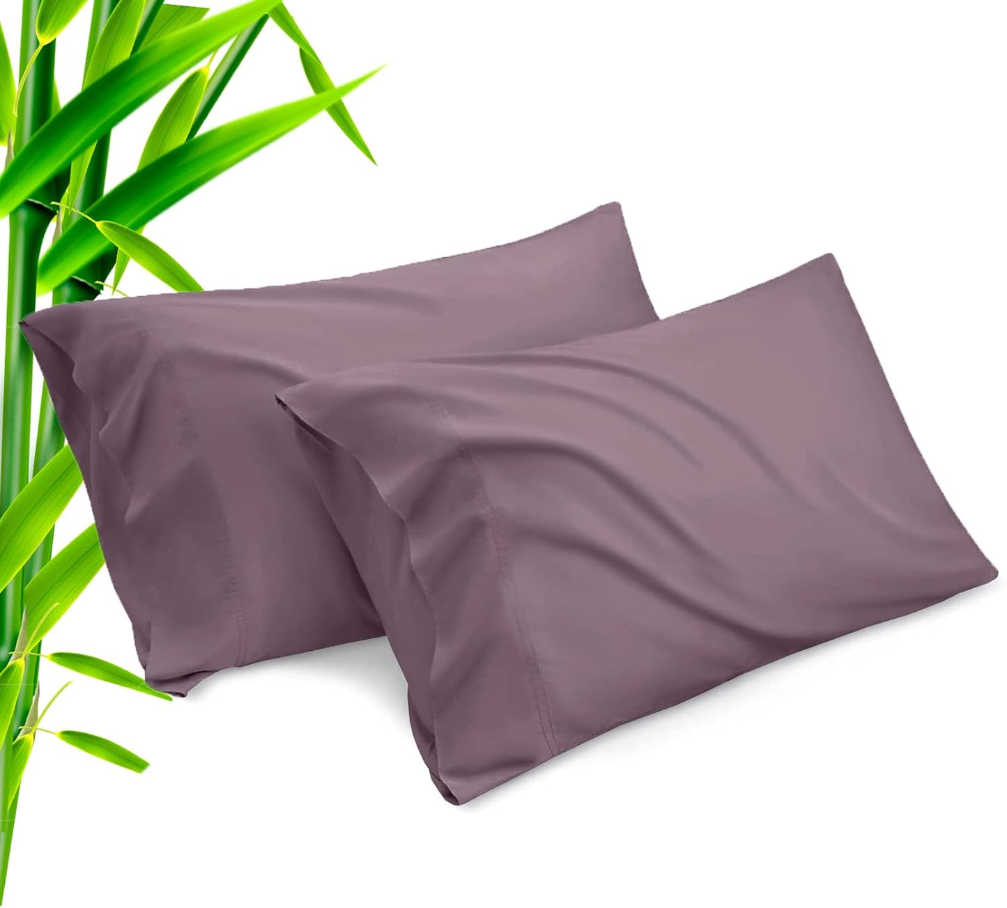 Pillow Cases King Size 2 Pack, Bamboo Rayon Cooling Pillowcases with Envelope Closure, Cool Breathable Pillow Case for Hot Sleepers & Night Sweats, 20x40 inches,Greish Purple