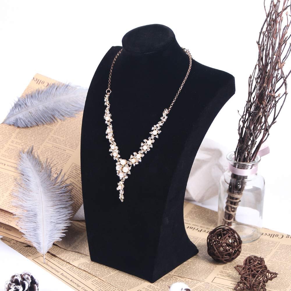 Coward Necklace Bust Stand, Necklace Holder Stand, Black Velvet Necklace Jewelry Display Holder for Home Use or Store Shop Show (9" Hight)