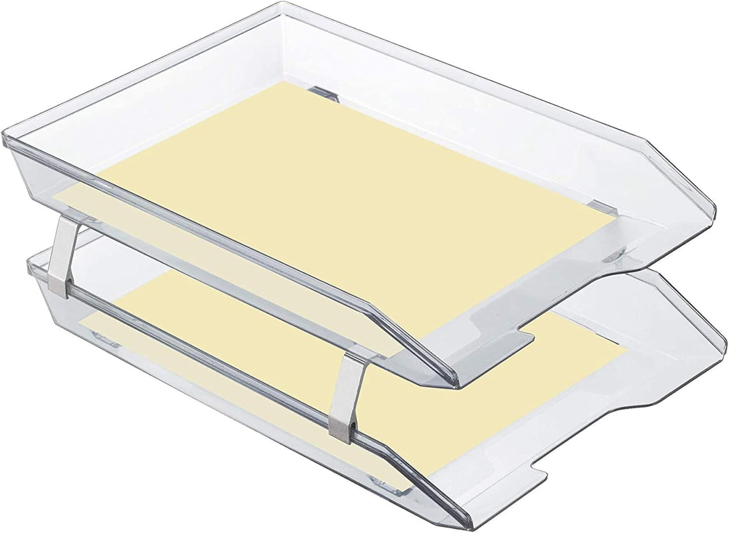 Acrimet Facility 2 Tier Letter Tray, Front Load, Letter Size/A4, Desktop File Organizer, Plastic (Clear Crystal Color)