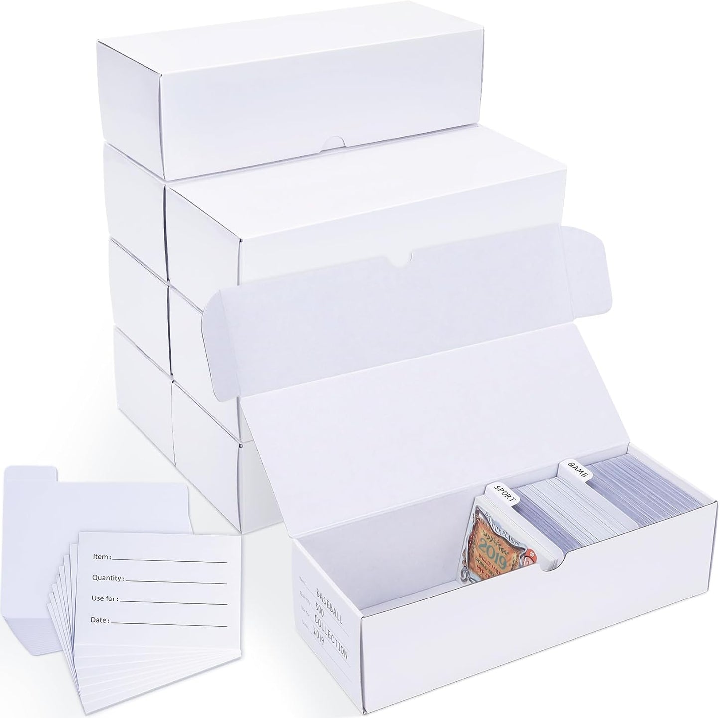 Trading-Card Storage Box, 8-Pack • 600 Count Corrugated Cardboard Storage with dividers & labels for TCG/Magic/Mtg storage and Collection, 10.4 INCH Horizontal
