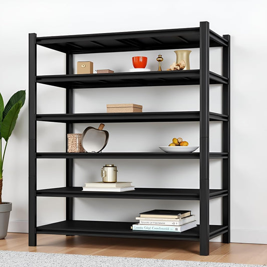 Storage Shelving Unit Adjustable Heavy Duty Garage Shelves 6-Tier Metal Organizer Utility Rack for Kitchen Pantry Basement Pantry Warehouse Laundry Black 83" H x 54.8" W x 23.2" D 3600LBS