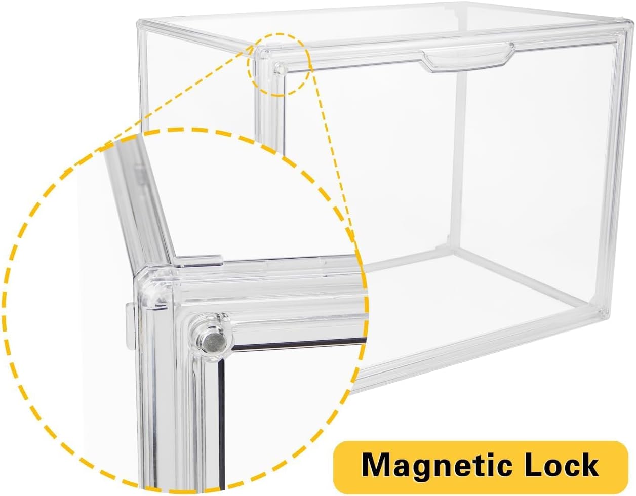 Clear Stackable Plastic Storage Bins with Magnetic Lid, Dustproof Book & Cosmetic Display Cases, Large Figures Collectibles Showcase, Shoe Box, Protection Organizer (Clear-L-1 Pack)