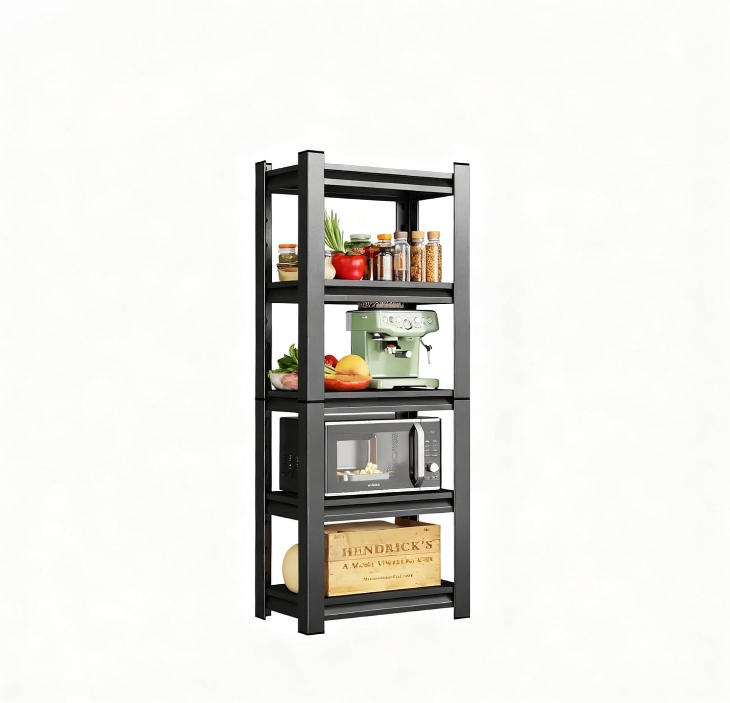 Kitchen Storage Rack，5 Tier Shelving Unit，Metal Adjustable Shelf，1650LBS Steel Shelving Rack，Storage Racks for Kitchen Bathroom Pantry Closet Laundry (63" H*27.6" W*13.8" D)