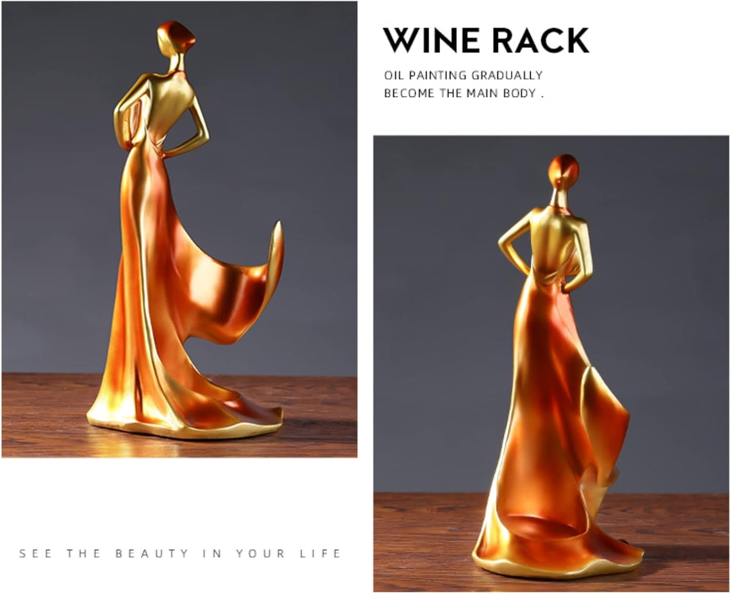 Wine Rack, Beauty Lady Wine Bottle Holder, Countertop Wine Holder Stand, Decorative Wine Racks for Kitchen Home Bar Tabletop Decor