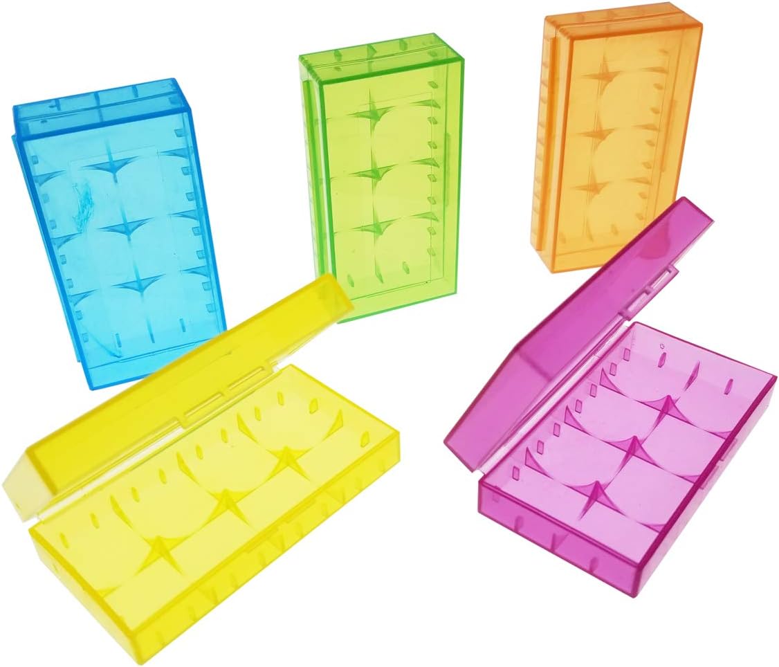 5 PCS Clear Colorful Battery Storage Case Holder Organizer for 18650, Battery Storage Case for 18650 or CR123A Battery