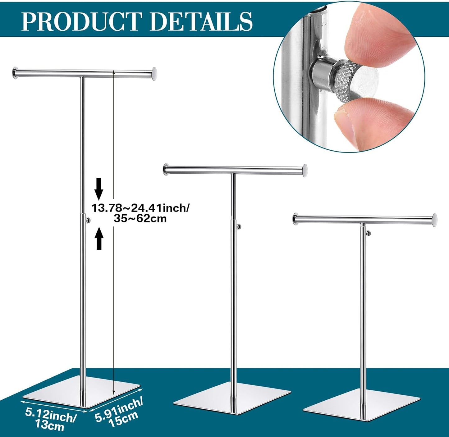 Leinuosen 4 Pcs T Shaped Purse Display Stand Necklace Display Stand Tabletop Adjustable Height Purse Hanger Rack