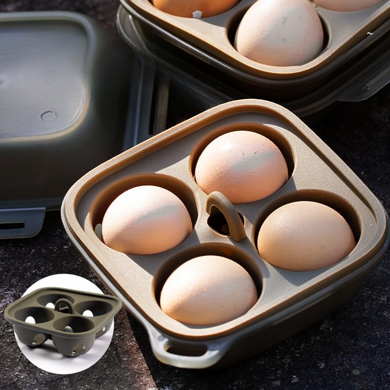 4 Girds Egg Holder Container - Portable Camping Carrier Egg Holder, PP Silicone Crush-Resistant Protection, for Camping Picnic Travel Outdoor Refrigerator Kitchen