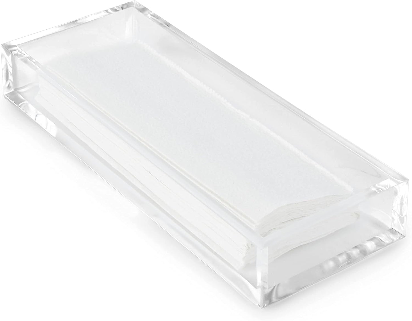 Huang Acrylic Clear Hand Towel Tray 11"x4" (10.5"x3.5" Internal) | for Bathrooms, Kitchens, Hosting, Picnics, Parties | Long Lasting Premium Acrylic Construction