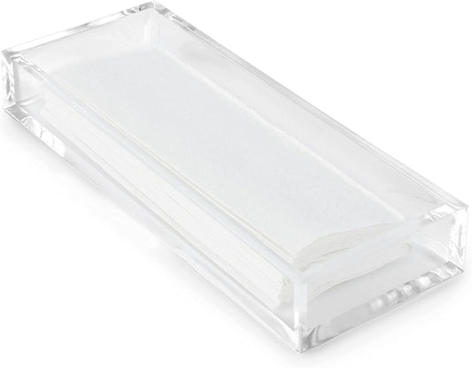 Huang Acrylic Clear Hand Towel Tray 11"x4" (10.5"x3.5" Internal) | for Bathrooms, Kitchens, Hosting, Picnics, Parties | Long Lasting Premium Acrylic Construction