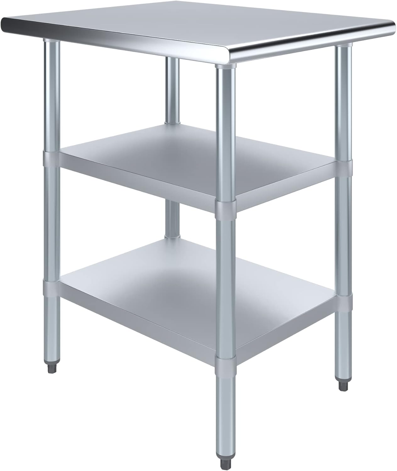 AmGood Stainless Steel Work Table with 2 Shelves | NSF | Metal Utility Table (24" Long x 30" Deep)