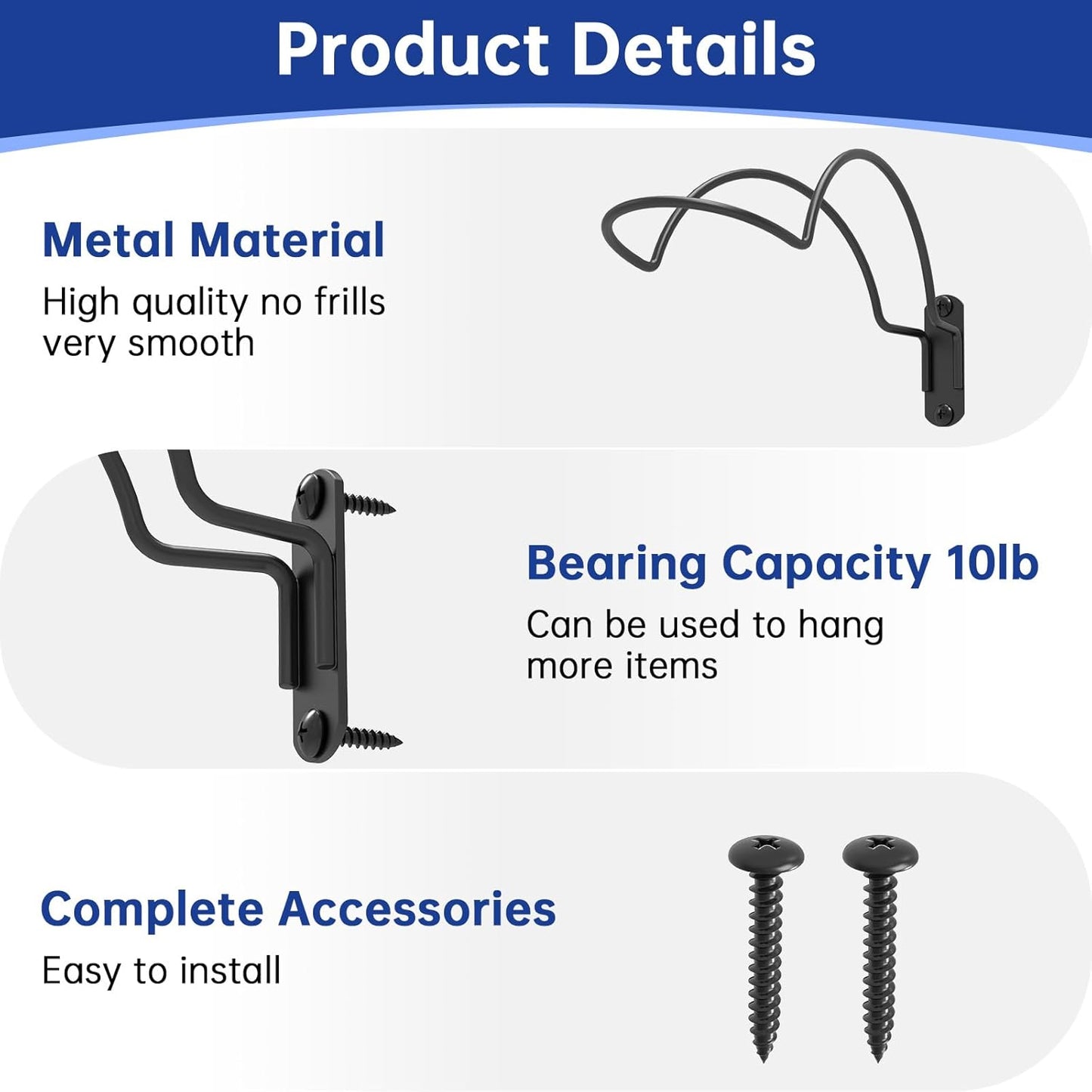 4-Pack Wall-Mounted Multi-Purpose Helmet Storage Display Rack - Durable Metal Hanger Hook for Equestrian, Motorcycle, Baseball, Hockey, Rugby & Electronic Helmets | Heavy-Duty Construction with Screws