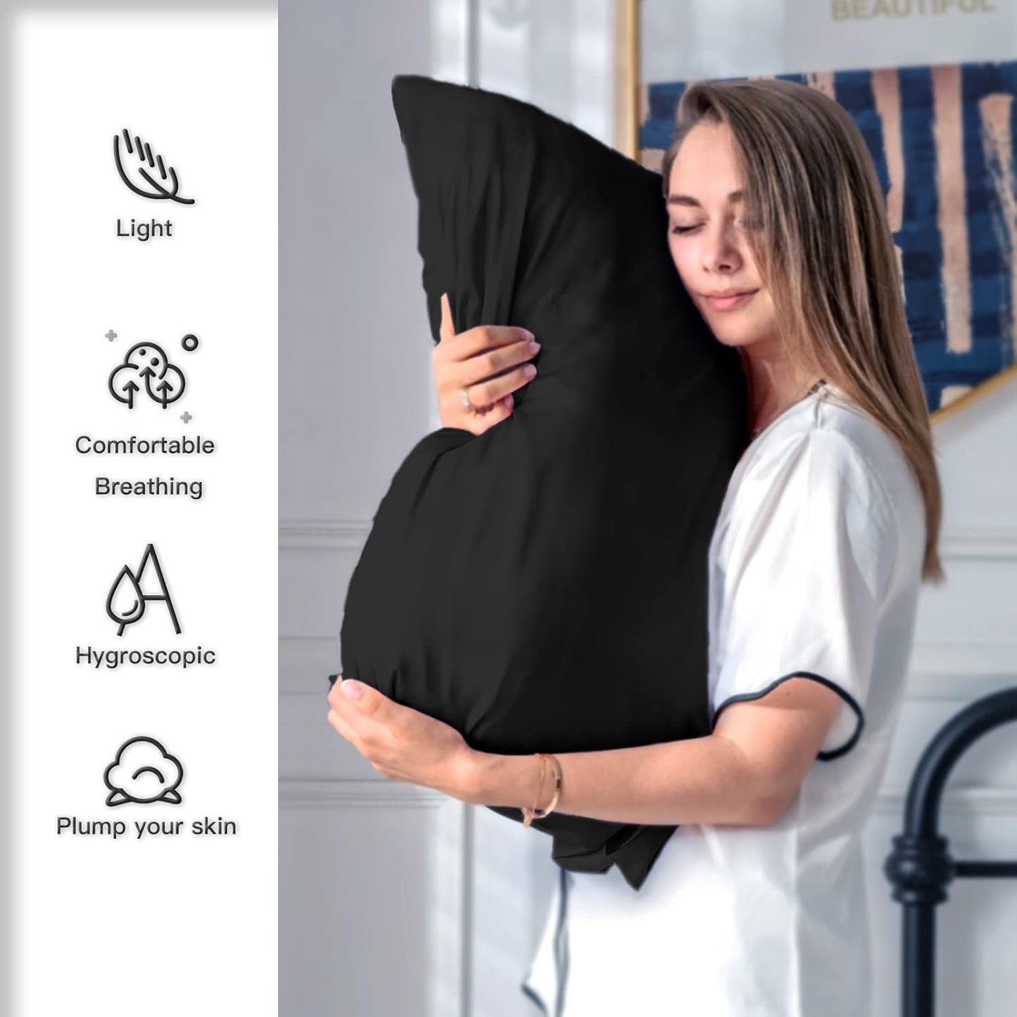 Silk Pillowcase for Hair and Skin,Soft,Breathable and Sliky 100% Silk Pillowcases King Set of 2,Both Sides Natural Mulberry Silk Pillow Cases with Hidden Zipper(King Size 20"X 36",2pcs)