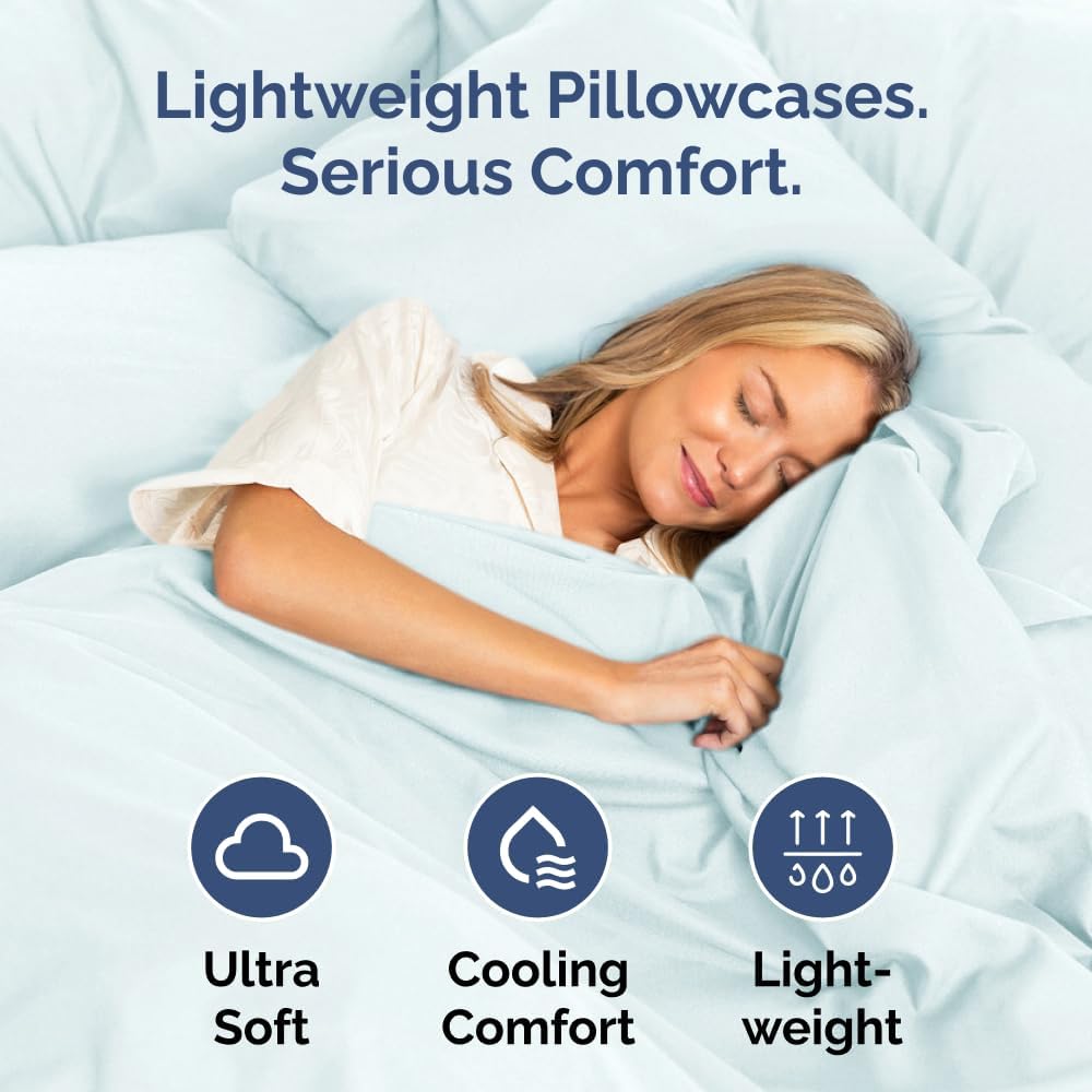 Standard Pillow Cases - 4 Pack - Super Soft Pillowcase Covers - Envelope Enclosure - Hotel Quality Pillow Protectors - Wrinkle Free, Shrink & Stain Resistant - Machine Washable - 20" x 26" (Ice Blue)