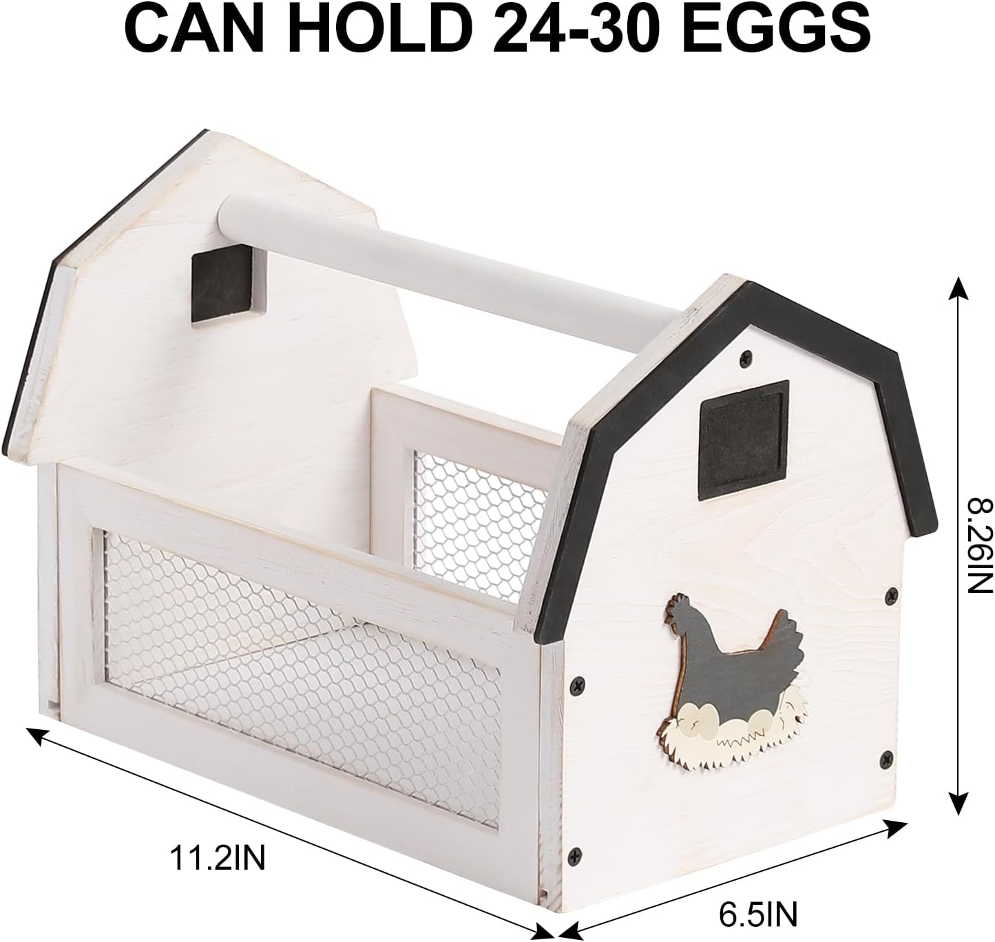 Wood Farmhouse Egg Collecting Basket - Gather Fresh Eggs from Chicken Countertop (Large)