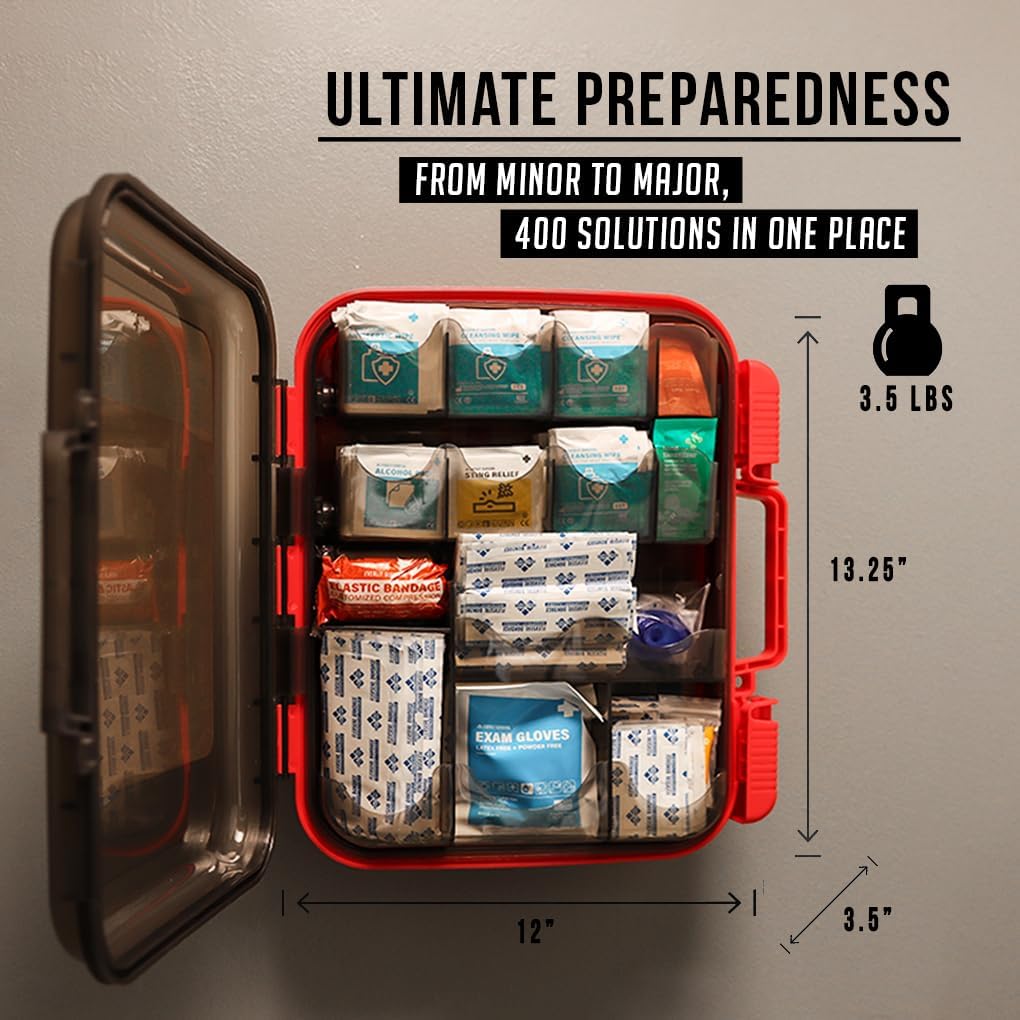EVERLIT 400 Pcs OSHA/ANSI Compliant First Aid Kit Type III Class A Medical Kit Professional Med Kit Supplies for Contractors, Warehouse, Office, School, Home, Disaster, Car, Business, Restaurant