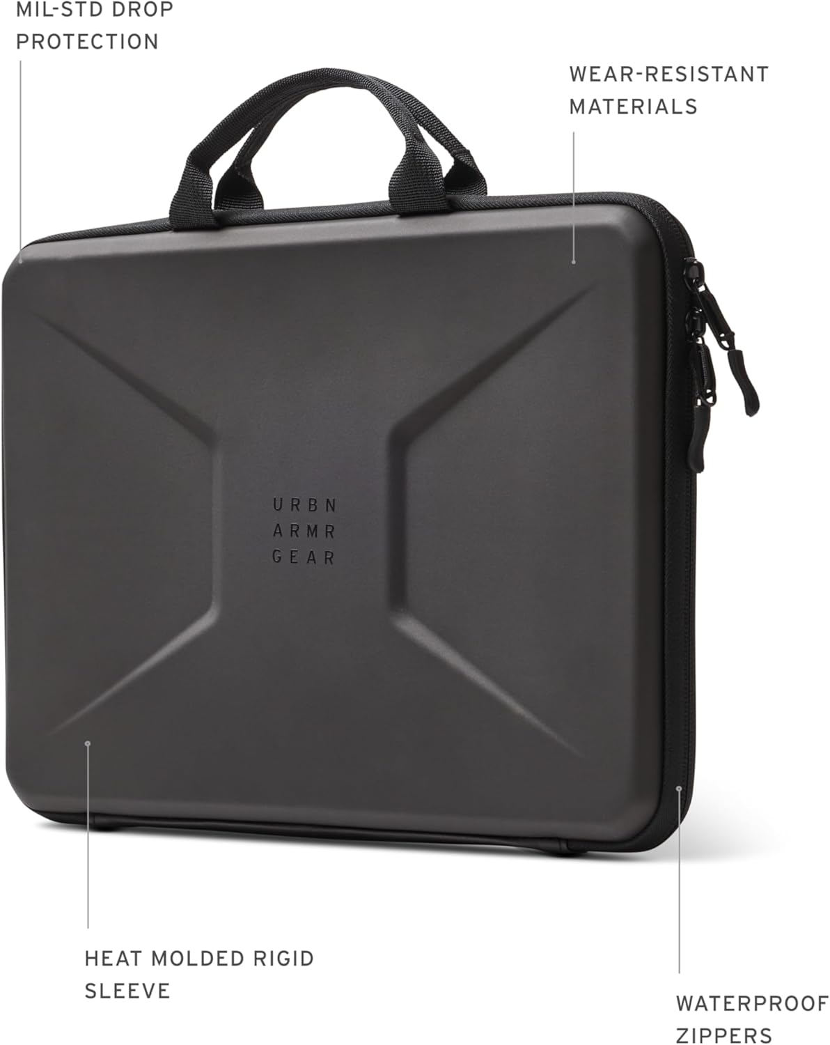 UAG Laptop Sleeve Case, Medium Sleeve, Fits Up to 13-14" Laptop, Shockproof Protective Carrying Computer Bag with Carrying Handle and Interior Accessory Pocket, Black