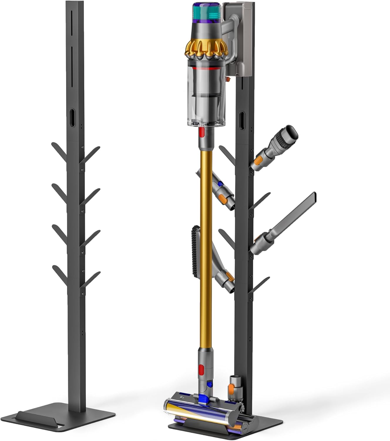 Vacuum Stand for Dyson Gen5 V15 V12 V11 V10 V8 V7 V6, Tineco S11 A10 A11, Eureka NEC180 280TL, Cordless Vacuum Cleaner Holder with 8 Storage Hooks, Accessories & Attachments Organizer, Black
