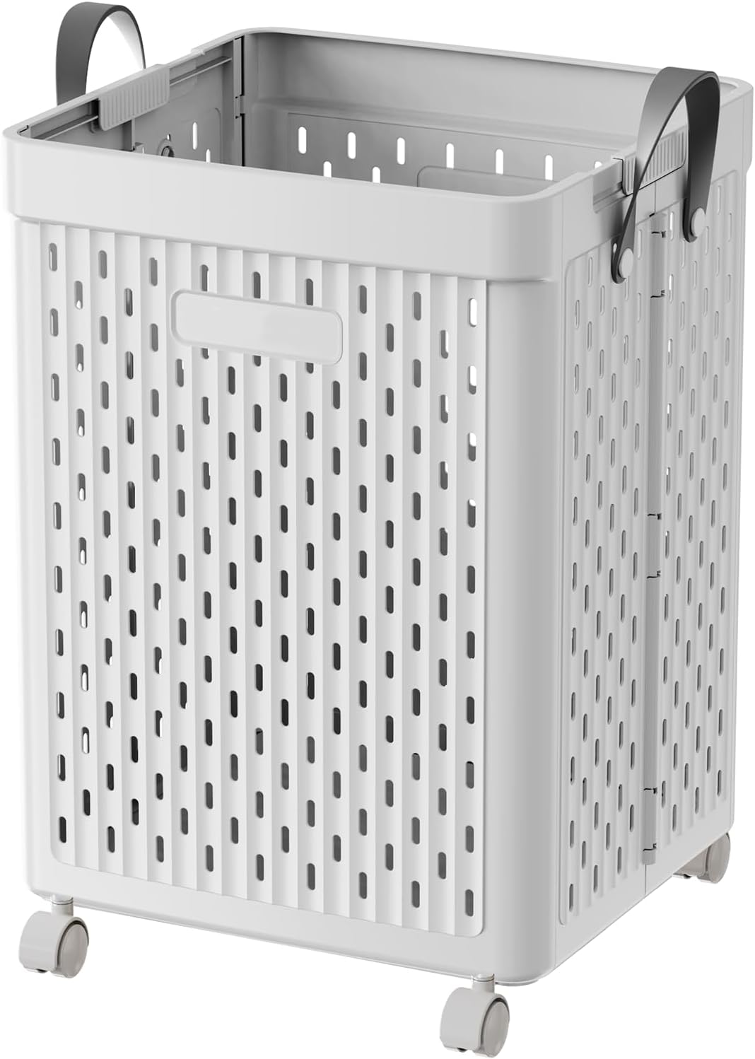 UAK Laundry Basket with Wheels, Collapsible Plastic Laundry Hamper with Handle, Foldable Laundry Basket Organizer for Laundry and Bathroom (Light Grey, XXXL)