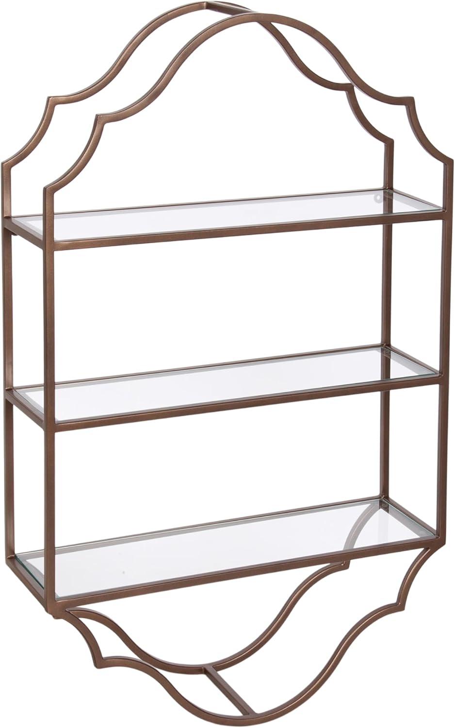 Kate and Laurel Leanna Scalloped Three-Tiered Wall Shelf, 20 x 6 x 32, Bronze, Decorative Floating Shelf Storage and Wall Organizer for Bathroom Over Toilet Storage or Display