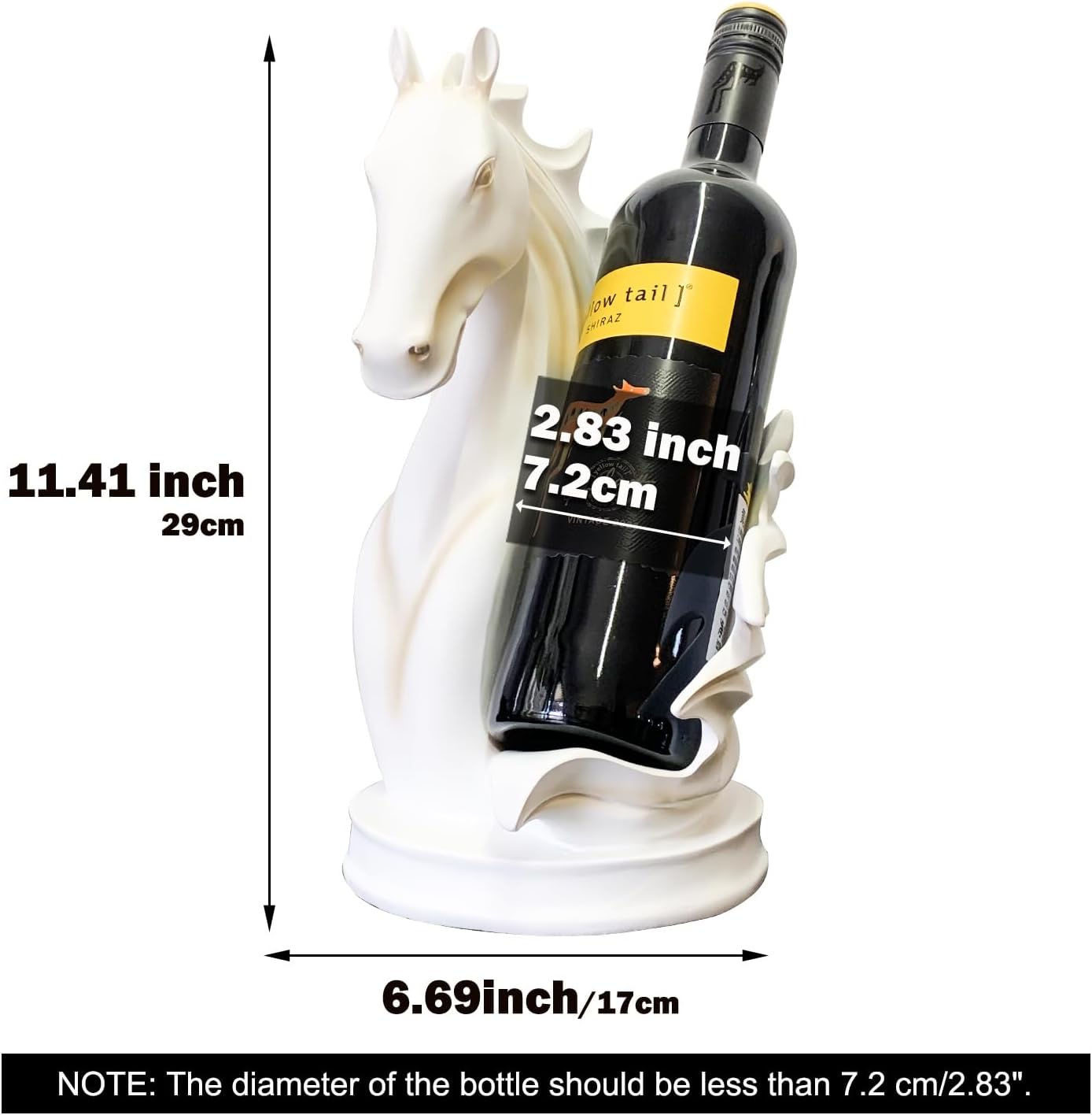 Wine Bottle Holder Wine Racks Tabletop Horse Statue as Home Kitchen Wine Cellar Decorative Storage Organizer, Horse Sculpture Horse Decor Horse Wine Gifts for Women (White)