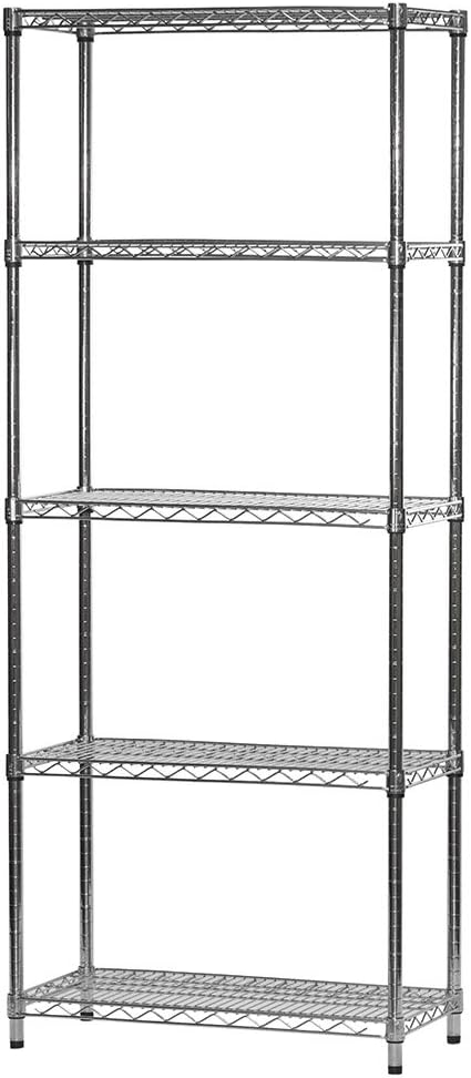 Shelving Inc. 14"d x 30" w x 72" h Chrome Wire Shelving with 5 Tier Shelves, Weight Capacity 800lbs Per Shelf