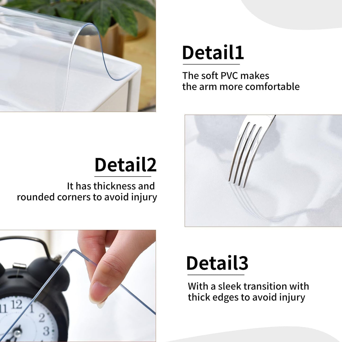 Clear Desk Mat, Non-Slip PVC Desk Protector Mat with Round Edge, Heat Resistant & Waterproof Clear Desk Writing Mat for Home and Office (11.8''*11.8'')