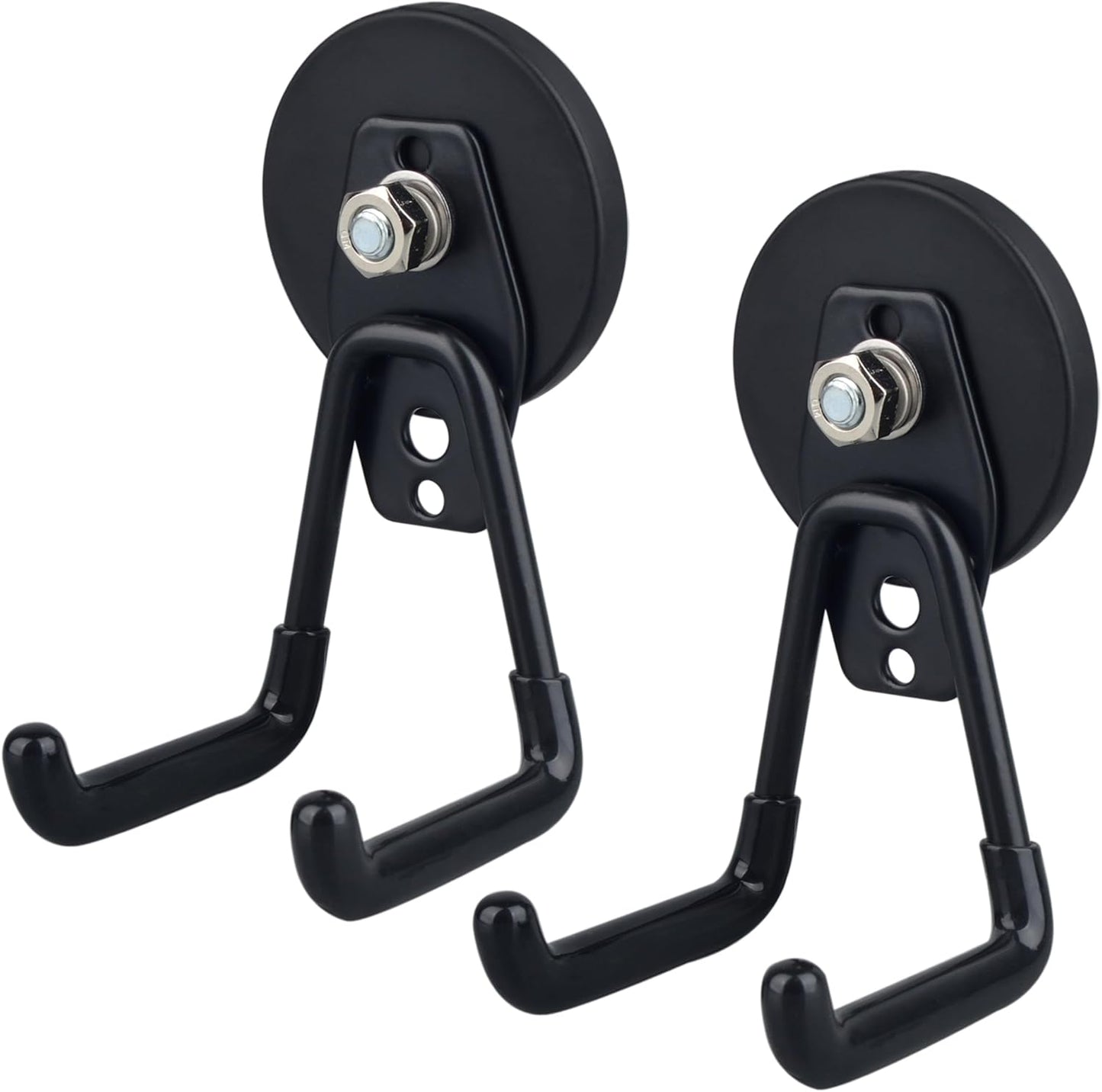 MUTUACTOR Heavy Duty Magnetic Hook,2PCS Anti-Slip Storage Magnet Hooks for Organizer, Magnetic Mount Garage Double Utility Hooks Hanging Impact Drivers Garden Hoses Hardware Box