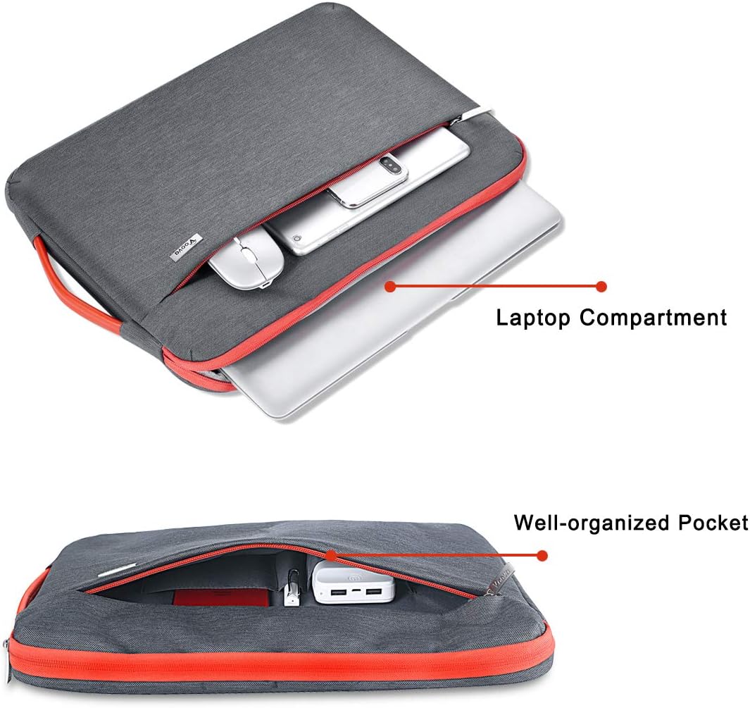 Voova Laptop Sleeve Case 15.6 16 Inch with Handle, 360° Protective Waterproof Slim Computer Bag Cover Compatible with MacBook Pro M2/M3/M4 16, HP Acer Lenovo Yoga ThinkPad Asus Laptop, Grey