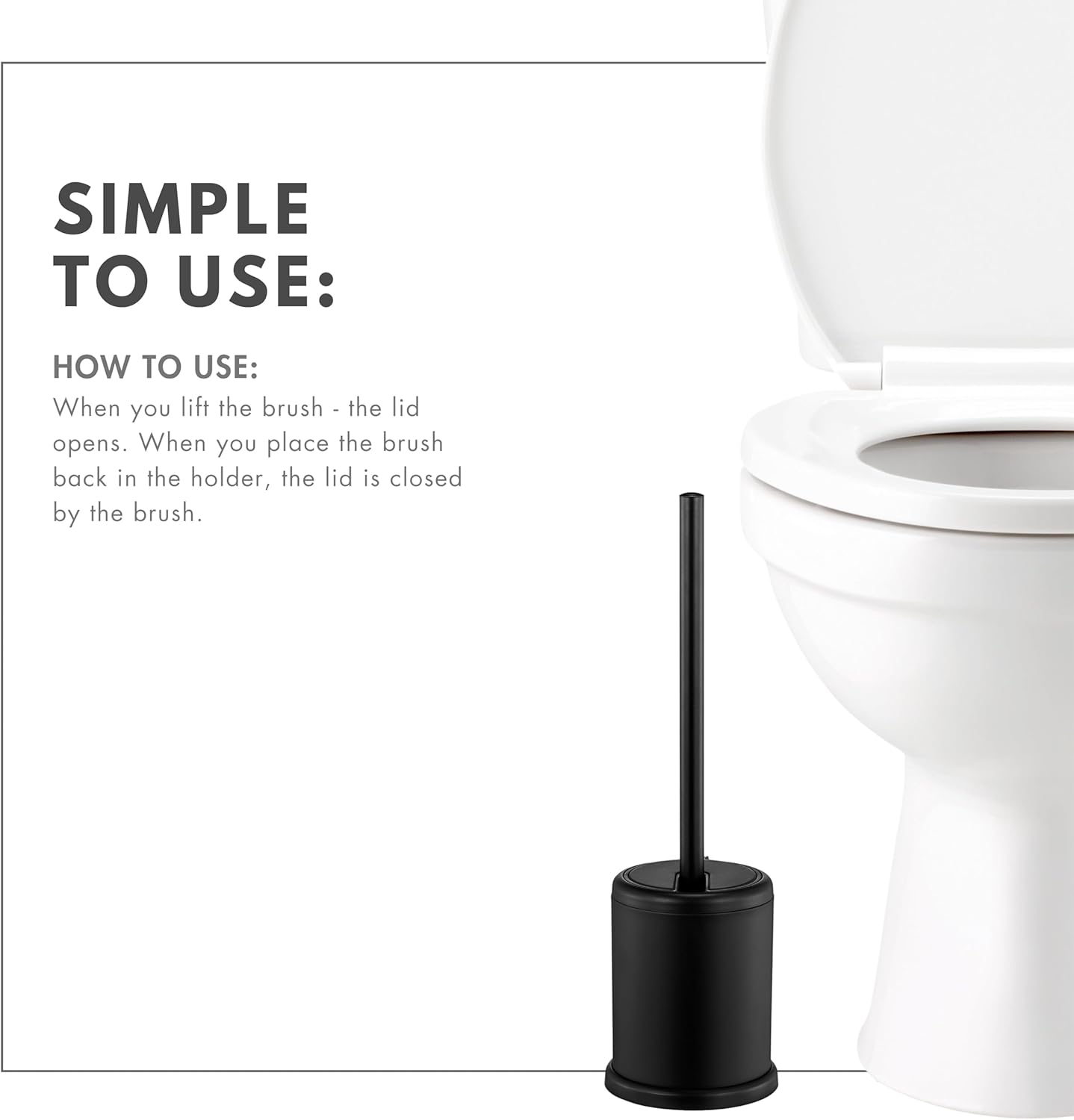 ToiletTree Products Deluxe Toilet Brush with Lid - Black 2 Pack