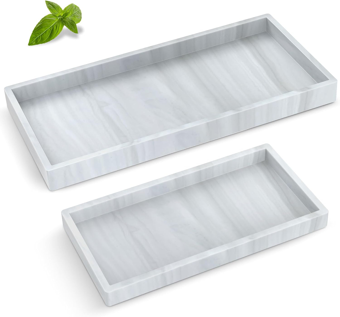 Bathroom Counter Tray,EG-SIPRO High-Grade Thickened Silicone Bathroom Vanity Tray,Shatterproof Durable Rectangle Bathroom Tray Soap Dispenser Tray for Bathroom Countertop,Small+Large (EGTRAY)