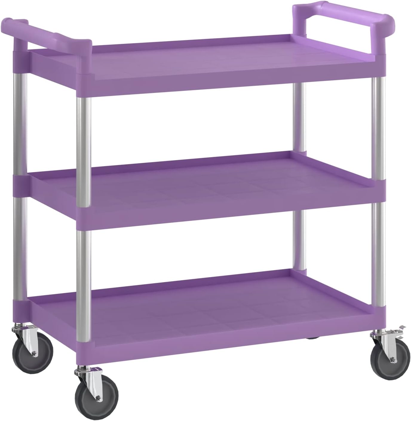 Purple Utility/Bussing Cart with Three Shelves - 42" x 20"