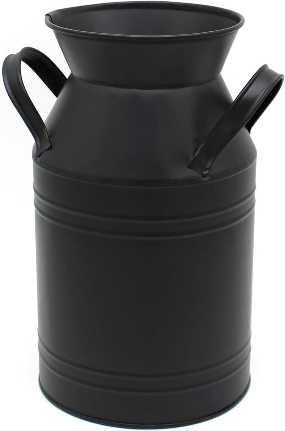 CVHOMEDECO. Farmhouse Galvanized Metal Milk Can, Old Rustic Primitives Jug Vase for Home and Garden Décor. Black