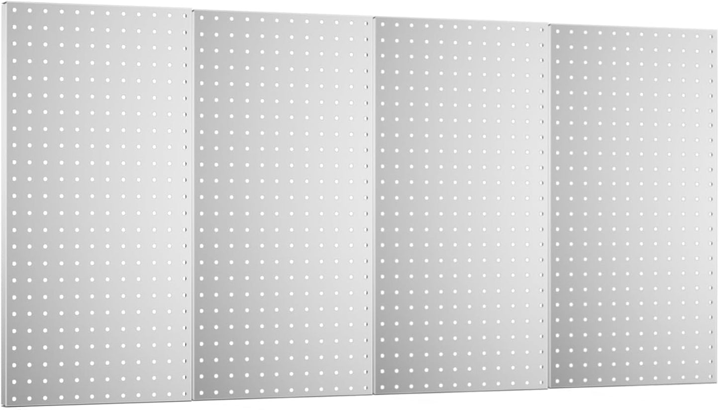 Pegboard Wall Organizer 4 PCS 24" x 12" Silvery Peg Board Metal Pegboard Panels for Garage Tool Storage