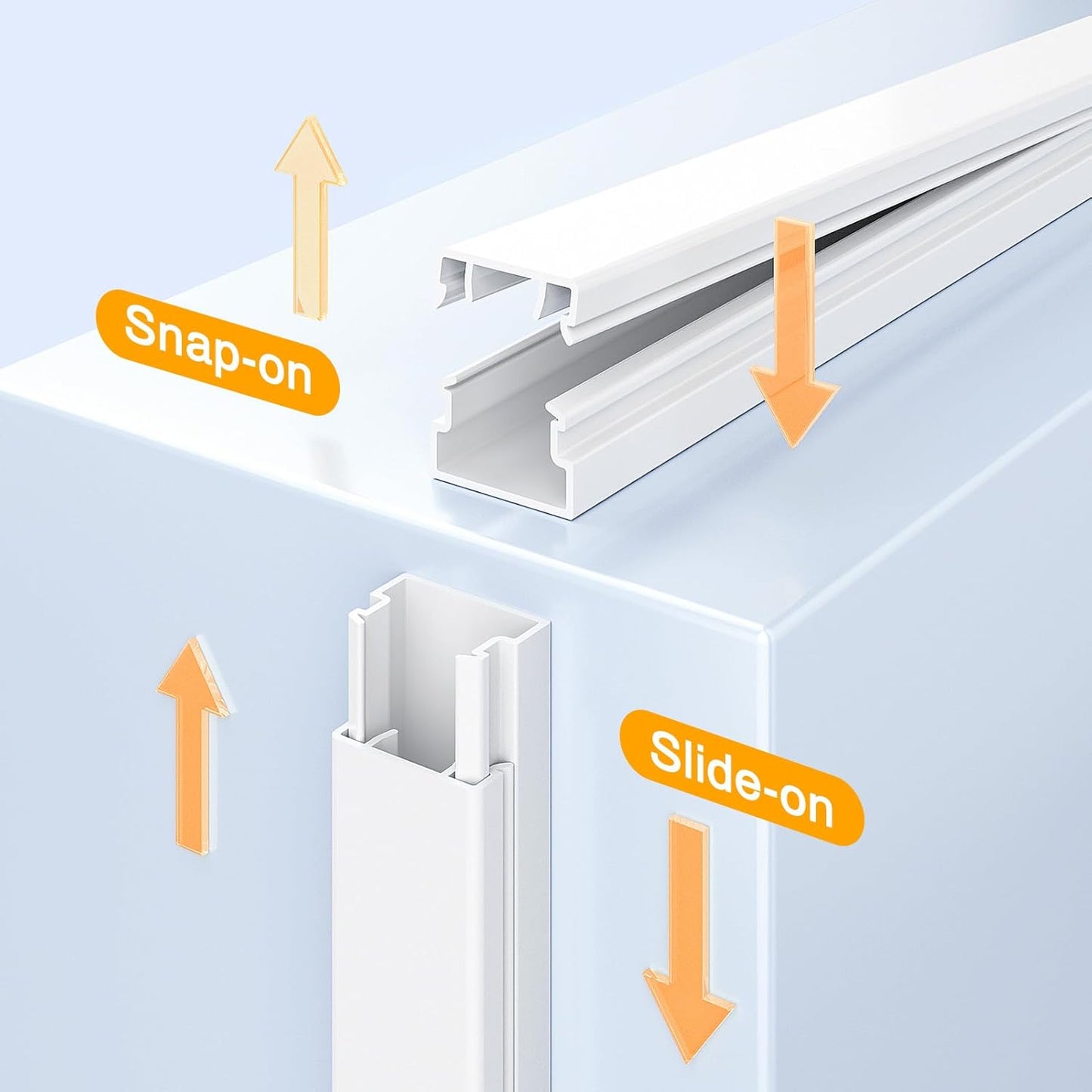 Delamu Cord Hider Wall, 63in Cord Covers for 1 Wire on Wall, Premium Cable Hider Wire Covers for Cords, Self-Adhesive Cable Cover Management, Easy Set-up Wires Hiders for TV, W0.55 H0.4in, White