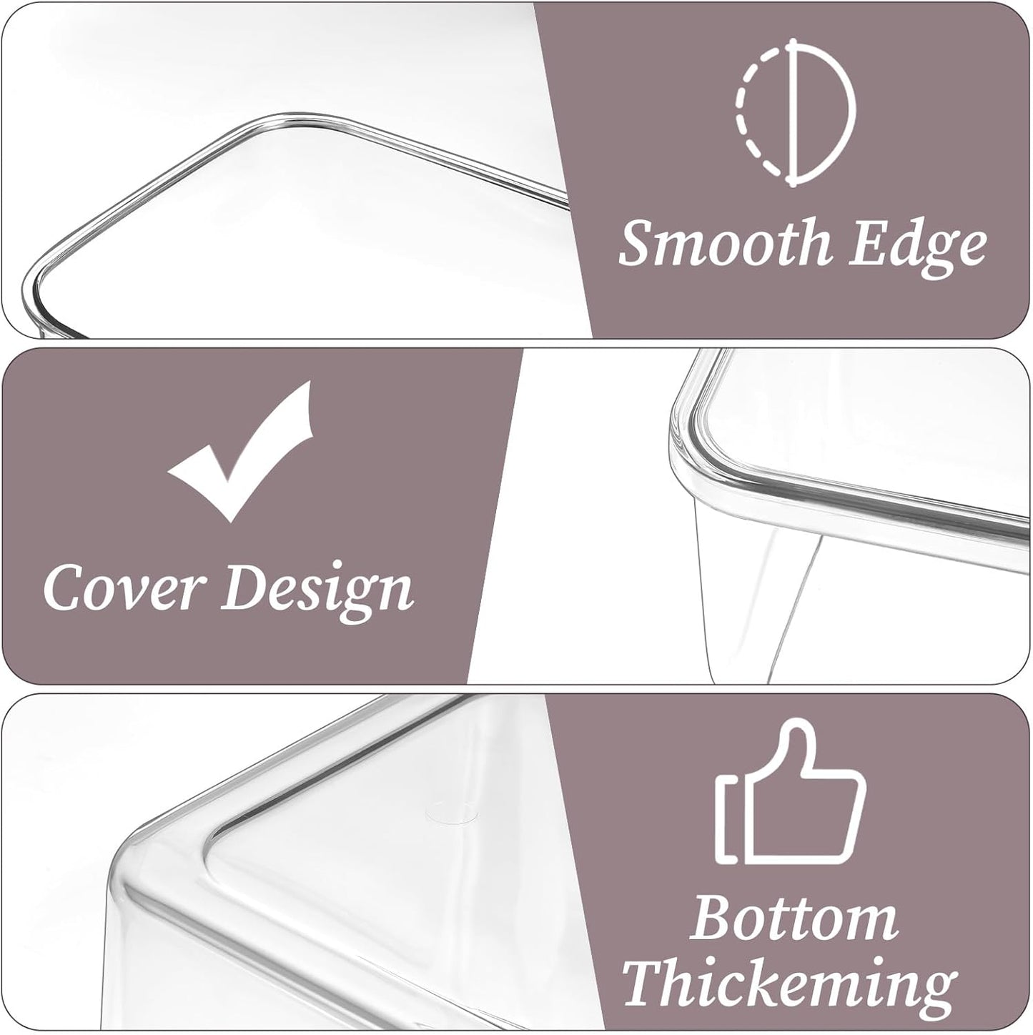 5 Pack Clear Storage Bins With Lids, Stackable Refrigerator Organizers Durable Plastic Food Containers Box for Pantry Cabinet Kitchen Fridge Fruits Vegetables Bathroom Small Items