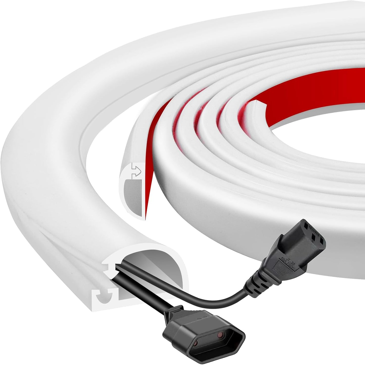 Silicone Wall Wire Hider, Side Open Wire Covers for Cords on Wall, 20FT Self-Adhesive Flexible Cord Hider for Mounted TV, Home Office, Cavity 0.63" W x 0.31" H