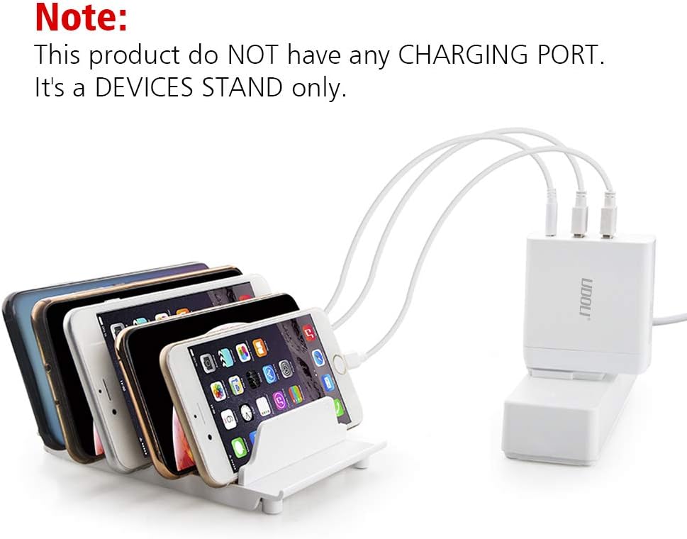 Adjustable Universal Cell Phone Dock Stand Holder, Tablet Organizer Multi Device Desktop Stand for iPhone Samsung Galaxy Google Nexus Kindle - No Charging Port (White)