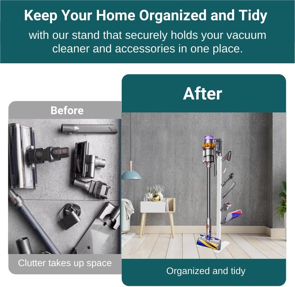 Vacuum Stand for Dys,Storage Stand Docking Station Holder,Compatible with Dys V15 V11 V10 V8 V7 V6 Cordless Vacuum Cleaners Accessories,Stable Metal Bracket Organizer Rack (White,6 Racks)