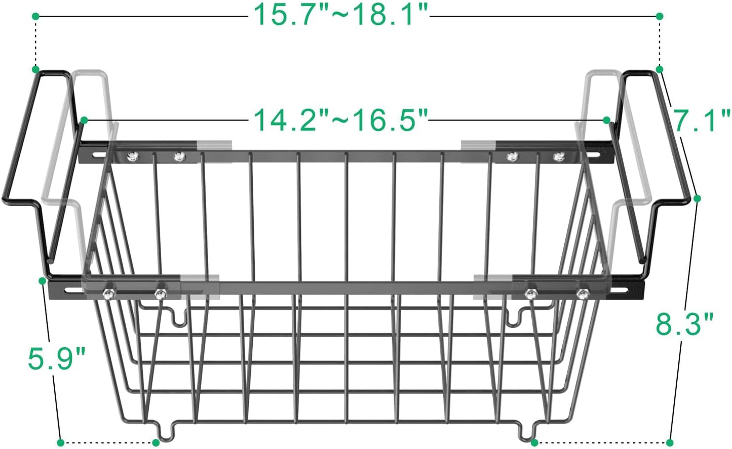 iSPECLE Freezer Organizer Bins - Fit 7 Cu.Ft Chest Freezer, Expand from 15.8" to 18.1" (L) Deep Freezer Organizer Bins, 2 Pack Small Hanging Freezer Baskets for Chest Freezer, Black