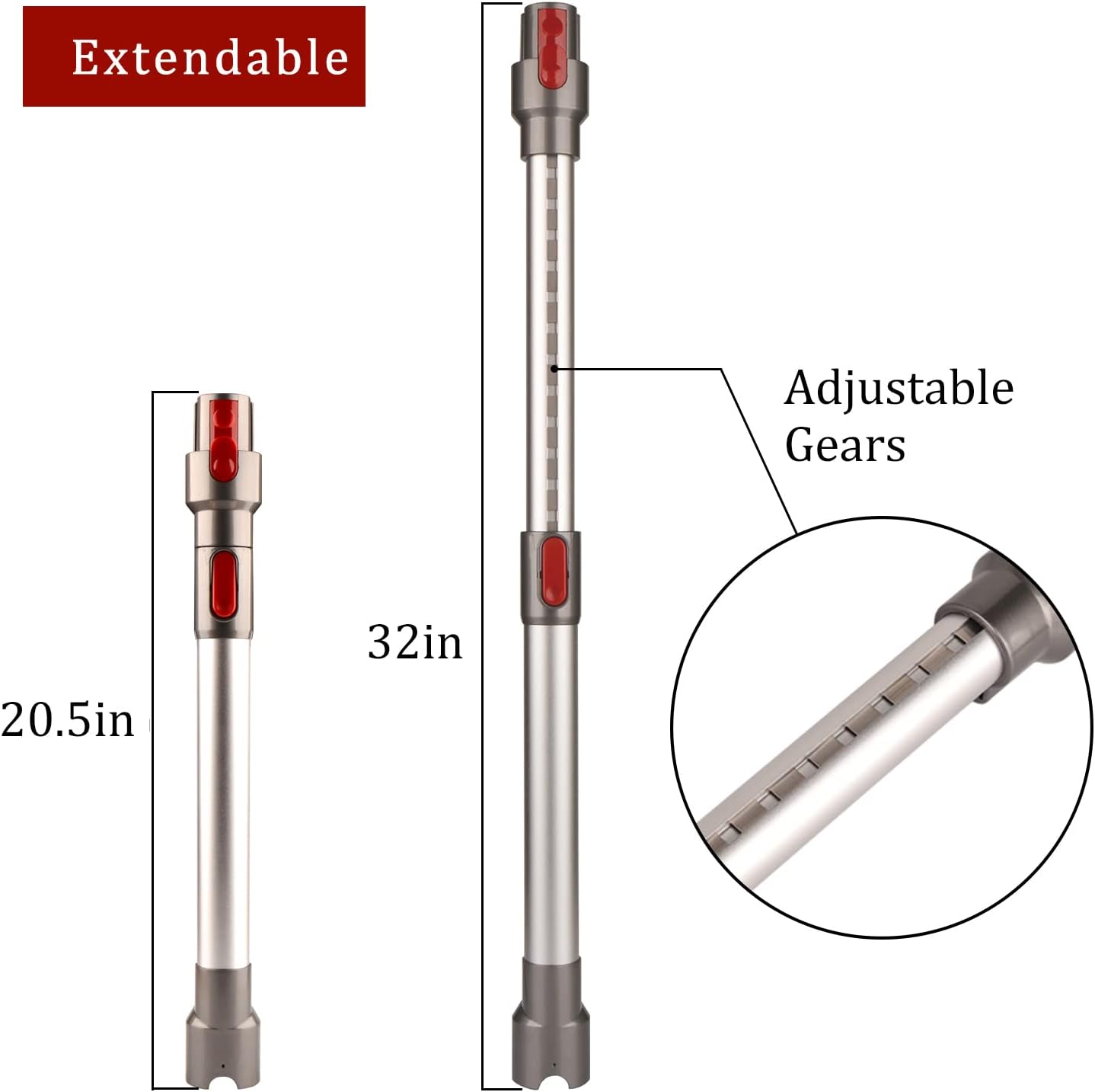 Extension Wand Compatible with Dyson V11 V10 V8 V7 Vacuum Cleaner,Replacement Tube Rod Stick 20.5 to 32 Inch Extendable Wand,NOT for Slim