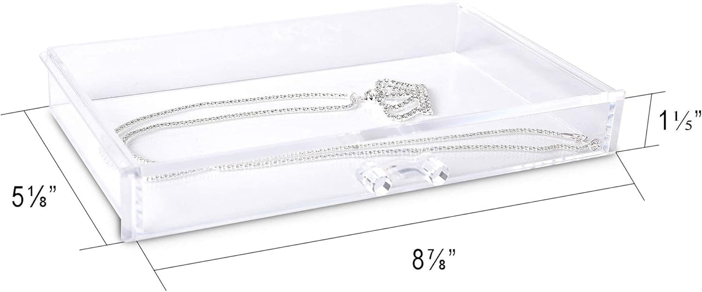 Frebeauty Extra Large Acrylic Jewelry Box for Women 5 Layers Clear Jewelry Organizer Velvet Earring Box with 5 Drawers Rings Display Case Necklaces Holder Tray for Women Girls (Grey)