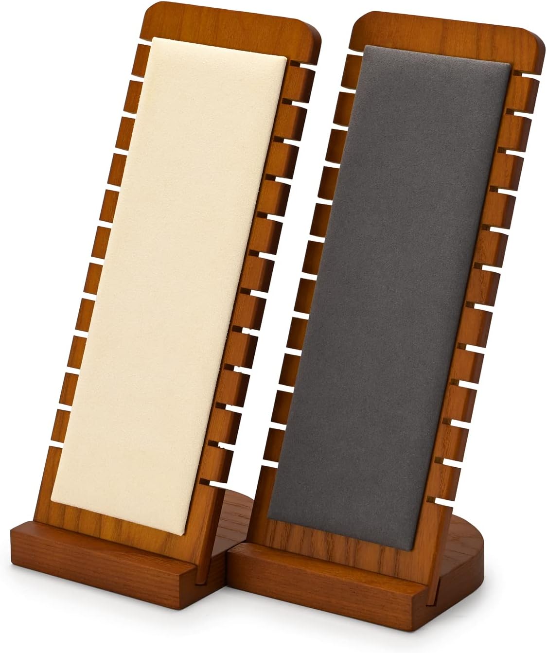 Oirlv Solid Wood Necklace Organizer Showcase Necklace Display Stand Jewelry Display Holder (Creamy-white)
