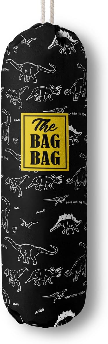 HiLus Dinosaur Pattern Grocery Bags Holder, Wall Mount Plastic Bags Storage Container Dispenser, Kitchen Organizer (H-18)